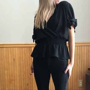 1.STATE Elmira Surplice Peplum Blouse